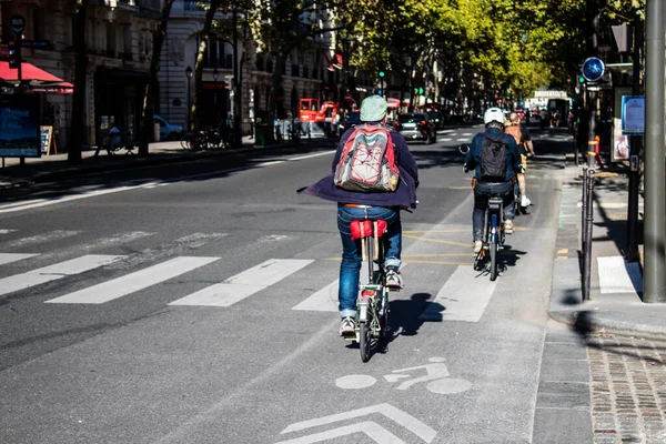 Paris Frankreich September 2022 Menschen Radeln Auf Den Straßen Fahrräder — Stockfoto