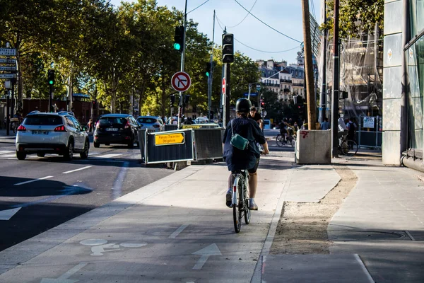 Paris Frankreich September 2022 Menschen Radeln Auf Den Straßen Fahrräder — Stockfoto