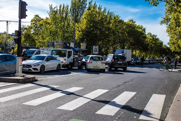 Paris France September 2022 Traffic Jam Streets Paris Emblematic City — Stock Photo, Image