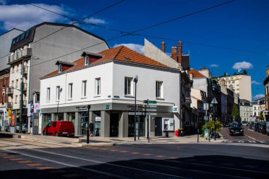 Reims, Fransa - 22 Eylül 2022 Cityscape and architecture of Reims, sembolik bir şehir ve Fransa Şampanya 'nın başkenti
