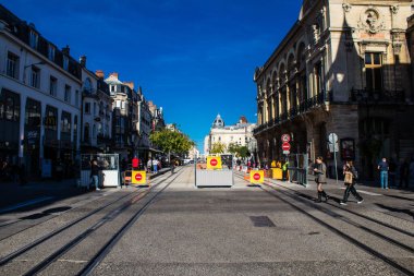Reims, Fransa - 22 Eylül 2022 Cityscape and architecture of Reims, sembolik bir şehir ve Fransa Şampanya 'nın başkenti