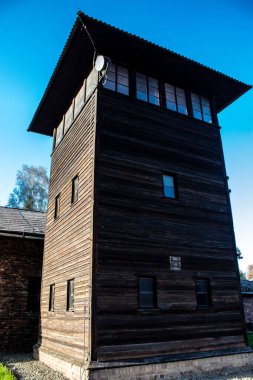 Oswiecim, Polonya - 7 Ekim 2022 Auschwitz, Üçüncü Reich 'taki en büyük toplama kampı kompleksi, hem toplama kampı hem de Yahudi halkını yok etmek için inşa edilmiş bir imha merkezi.