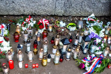 Oswiecim, Polonya - 7 Ekim 2022 Auschwitz, Üçüncü Reich 'taki en büyük toplama kampı kompleksi, hem toplama kampı hem de Yahudi halkını yok etmek için inşa edilmiş bir imha merkezi.