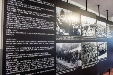 Oswiecim, Polonya - 7 Ekim 2022 Auschwitz, Üçüncü Reich 'taki en büyük toplama kampı kompleksi, hem toplama kampı hem de Yahudi halkını yok etmek için inşa edilmiş bir imha merkezi.