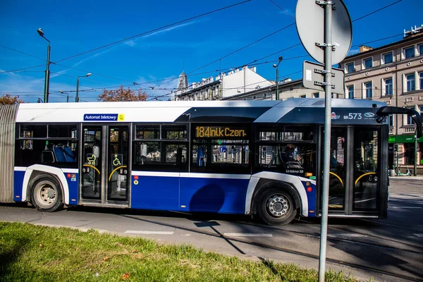 Krakau Polen Oktober 2022 Bus Rijden Straten Van Krakau Een — Stockfoto