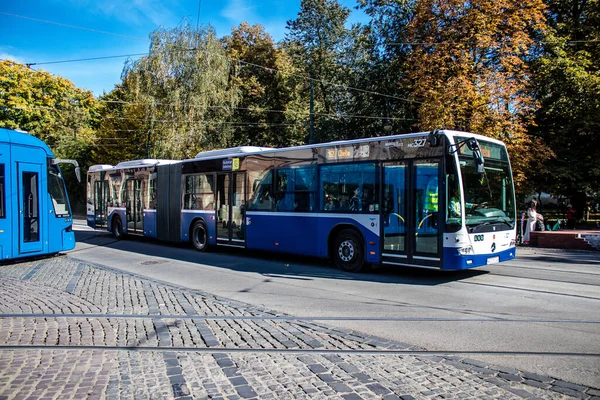 Cracovie Pologne Octobre 2022 Conduite Autobus Dans Les Rues Cracovie — Photo