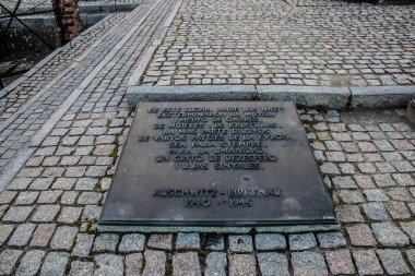 Oswiecim, Polonya - 7 Ekim 2022 Birkenau, Üçüncü Reich 'taki en büyük toplama kampı kompleksi, hem toplama kampı hem de Yahudileri yok etmek için inşa edilmiş bir imha merkezi.