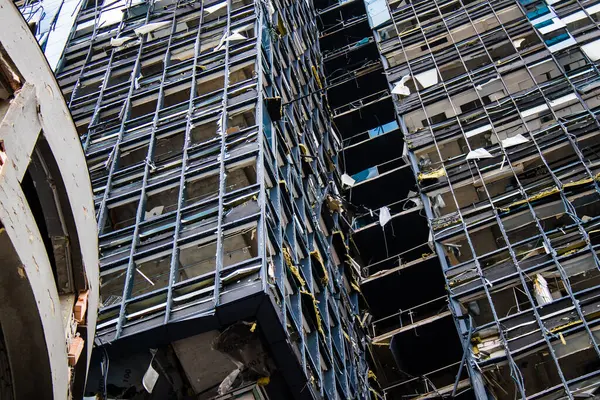 Massale Russische Raketaanvallen Werd Het Samsung Kantoorgebouw Bij Het Treinstation — Stockfoto