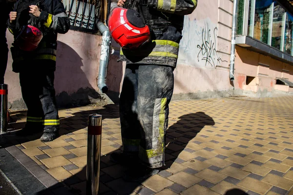 Tras Los Ataques Masivos Drones Rusos Fachada Edificio Centro Kiev — Foto de Stock