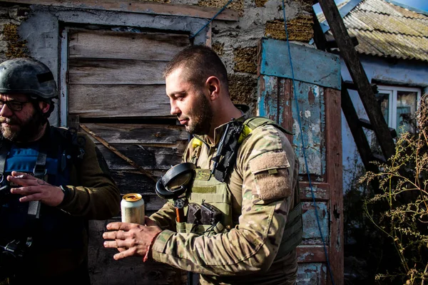 Soldaten Hebben Een Rusttijd Genieten Van Voor Aanval Oekraïense Leger — Stockfoto