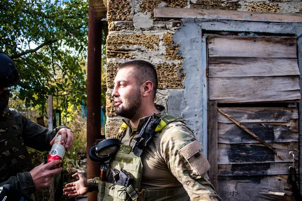 Soldaten Hebben Een Rusttijd Genieten Van Voor Aanval Oekraïense Leger — Stockfoto