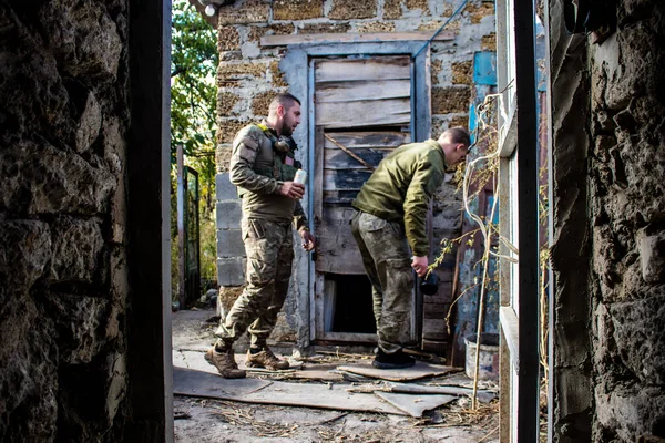 Soldiers Have Resting Time Enjoy Attack Ukrainian Army Infantry Soldiers — Stock Photo, Image