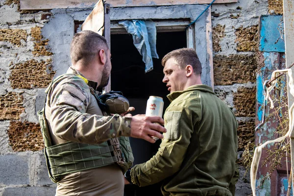 Les Soldats Ont Temps Repos Profiter Avant Attaque Soldats Infanterie — Photo