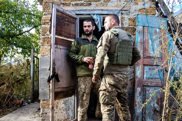 Ukraine Kherson Octobre 2022 Les Soldats Infanterie Armée Ukrainienne Sur — Photo