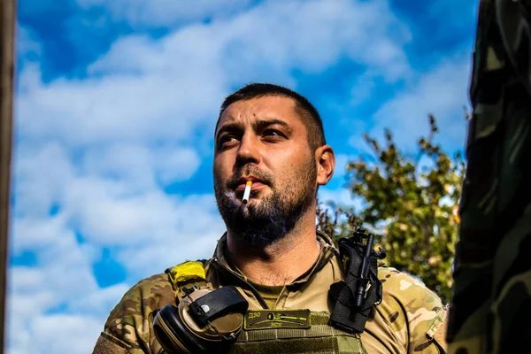 Oekraïne Kherson Oktober 2022 Oekraïense Leger Infanterie Soldaten Aan Frontlinie — Stockfoto