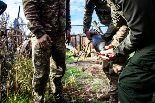 Ουκρανία Kherson Οκτωβρίου 2022 Ουκρανοί Στρατιώτες Πεζικού Στην Πρώτη Γραμμή — Φωτογραφία Αρχείου