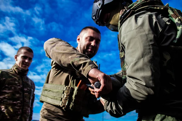 Oekraïne Kherson Oktober 2022 Oekraïense Leger Infanterie Soldaten Aan Frontlinie — Stockfoto