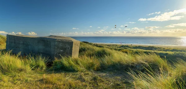 Bunker Κοντά Blvand Ευρεία Αμμόλοφο Του Blvandshuk Θέα Στην Παραλία — Φωτογραφία Αρχείου