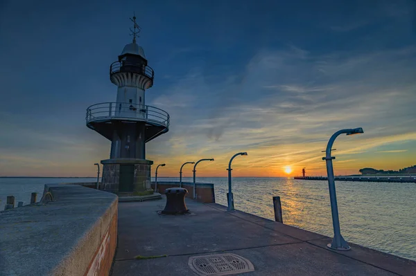 Lighthouse Mole Lock Entrance Brunsbttel Kiel Canal Schleswig Holstein Germany — Stock Photo, Image