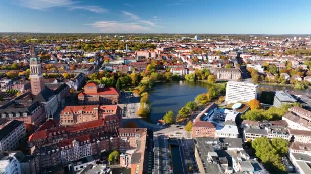 Вид Воздуха Город Киль Kleiner Kiel Столицы Штата Шлезвиг Гольштейн — стоковое видео
