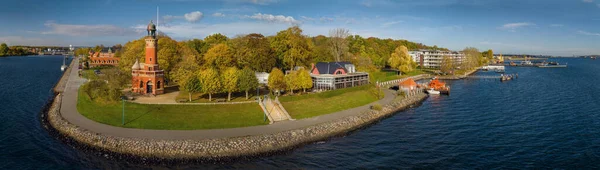 Panoramic Aerial View Holtenau Lighthouse Sea Pilot Transfer Station Aerial — Stock Photo, Image