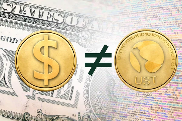 Concept Image Ust Stable Coin Unequal To1 Dollar Cryptocurrency — Stock Photo, Image