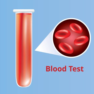 Kırmızı kan hücreli tıbbi tüp ile kan testi, vektör illüstrasyon