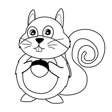 Beyaz Arkaplanda Renk Vektörü İllüstrasyonu için Sevimli Sincap Özeti