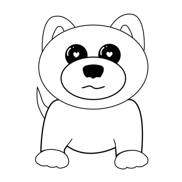 Adorable Dog Pom Pom Dog Outline Drawing Coloring Vector Illustration — Διανυσματικό Αρχείο