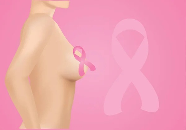 Breast Cancer Awareness Poster Design Pink Ribbon October — 스톡 벡터