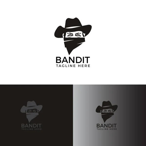 Logo Bandita Černá Čepice Šátek Ikona — Stockový vektor