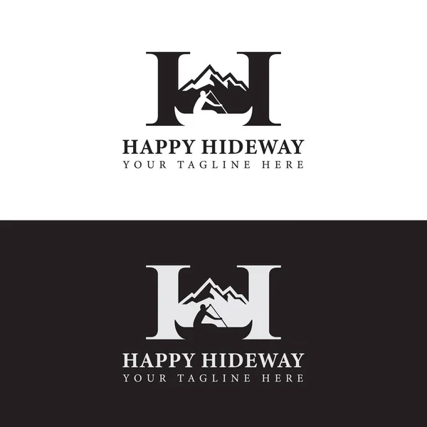 Happy Hideway Logo Modelo Logotipo —  Vetores de Stock