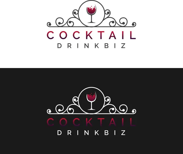 Cocktail Logo Design Modelo Logotipo — Vetor de Stock