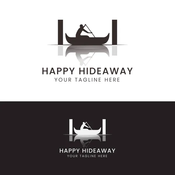 Happy Hideaway Logo Design Логотип Шаблона — стоковый вектор