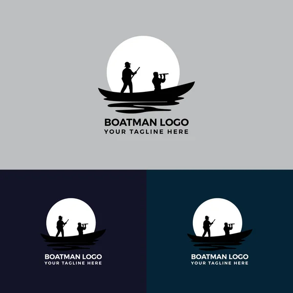 Båtsman Logotypdesign Logotypmall — Stock vektor
