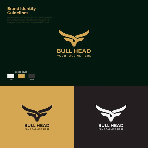 Bull Head Bullhead Mascota Logo Buffalo — Vector de stock