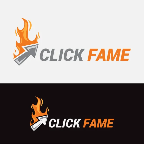 Click Fame Logo White Black Background — Stock Vector