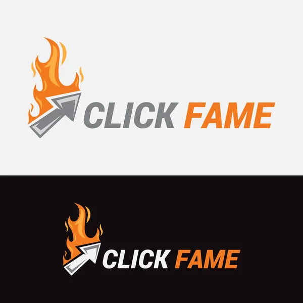Click Fame Logo White Black Background — Stock vektor