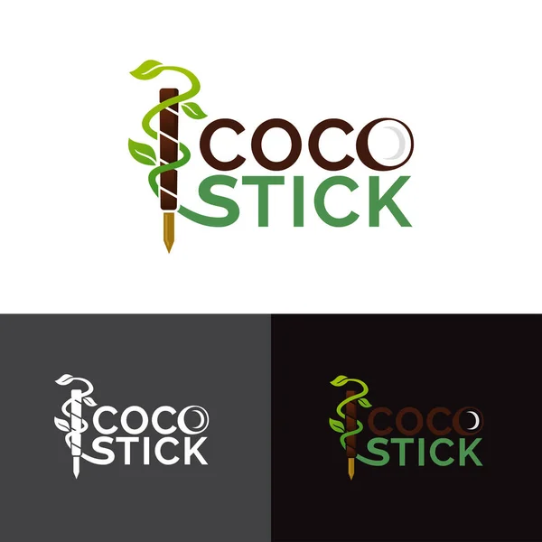 Coco Stick Logo White Background — Stock vektor