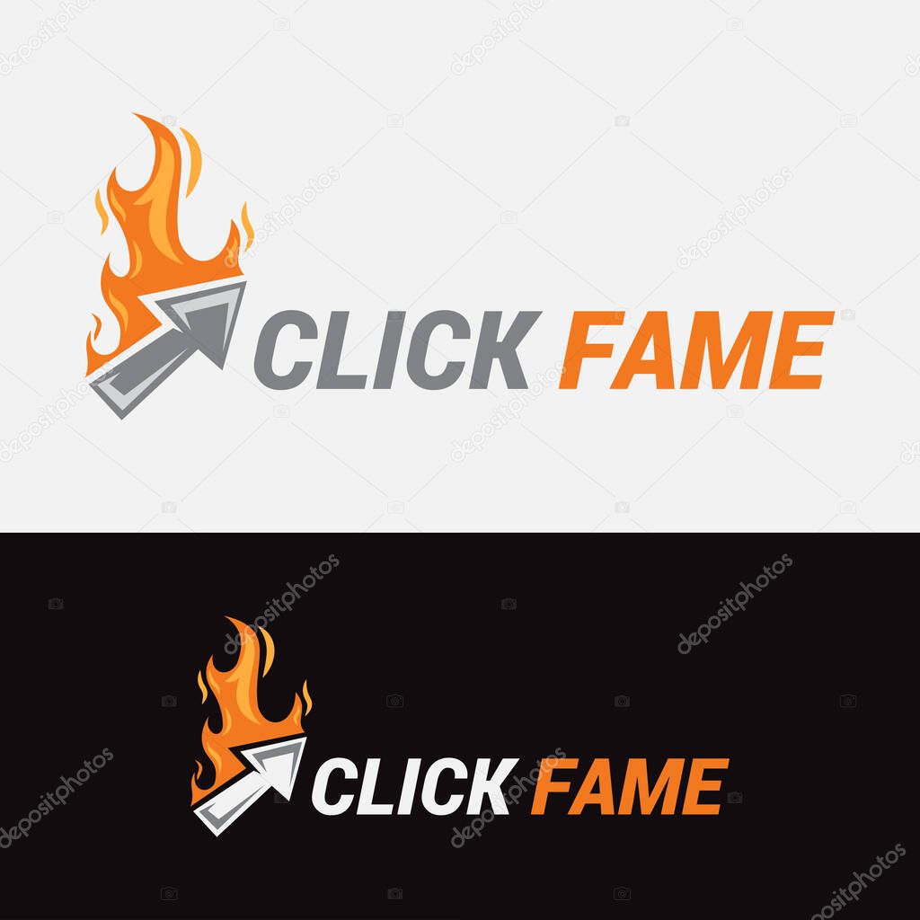 Click Fame Logo With a White and Black Background.
