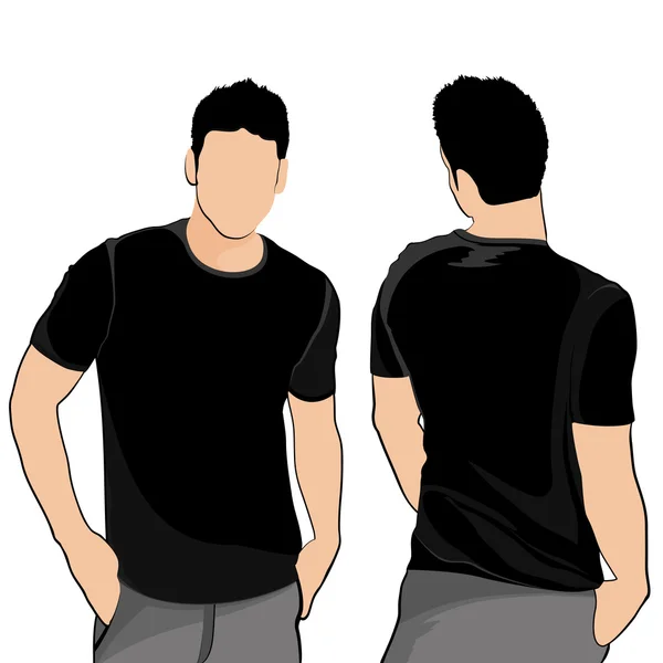 Camiseta hombre atrás y adelante . — Vector de stock