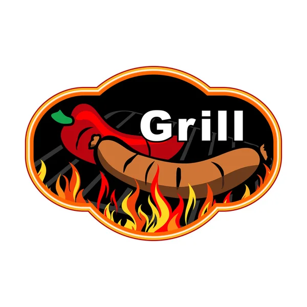 Grill and barbecue sticker — Stock Vector