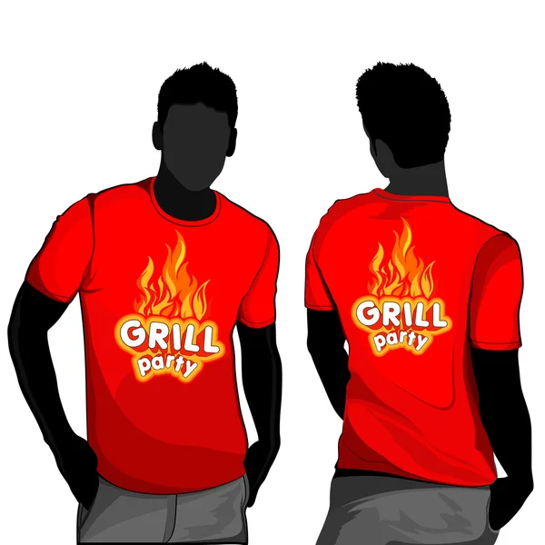 Grill design t-shirt . — Vettoriale Stock