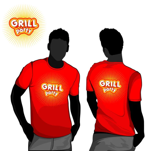 Grill design t-shirt . — Vettoriale Stock