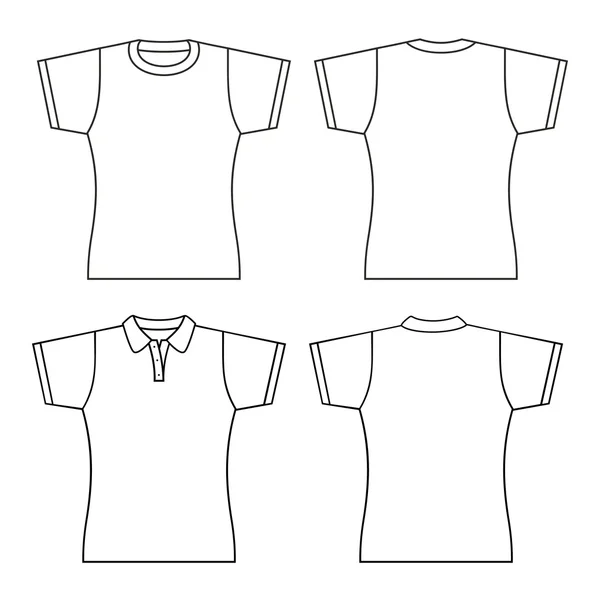 T-shirt mulher para trás e frente . — Vetor de Stock