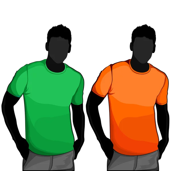 T-shirt mannen terug voor en achter € — Stockvector