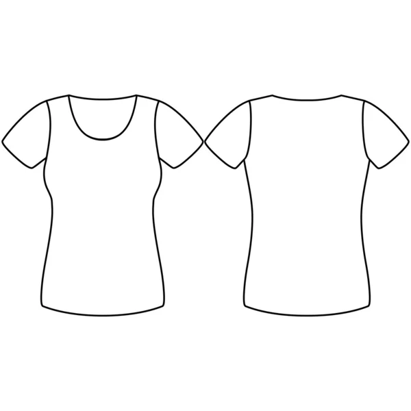 T-shirt kvinnan tillbaka och front. — Stock vektor