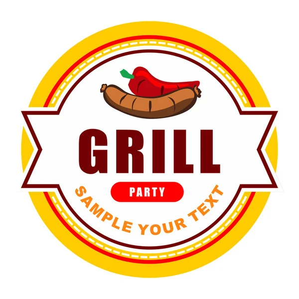 Desain label Grill . - Stok Vektor