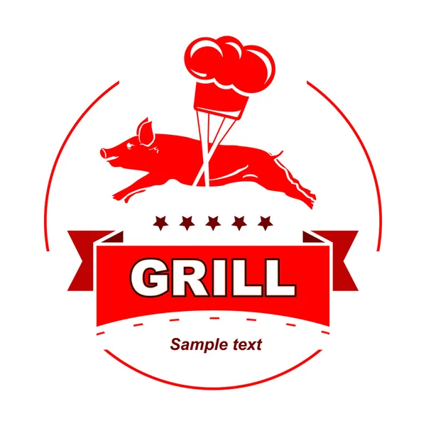 Diseño de etiqueta de parrilla . — Vector de stock