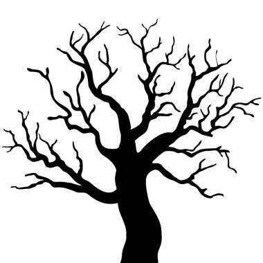 Beyaz arkaplanda izole edilmiş vektör ağaç silueti.